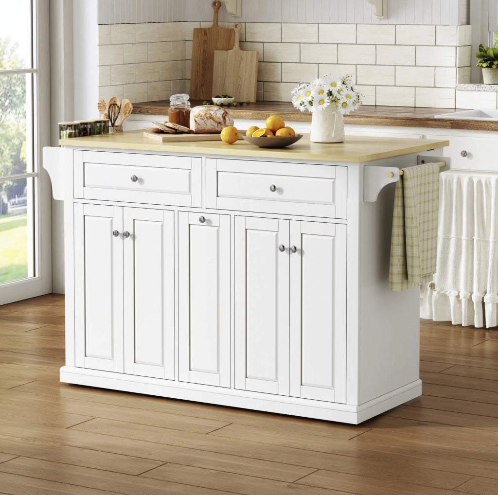 Isola da cucina mobile MDF con piano pieghevole e cassetti