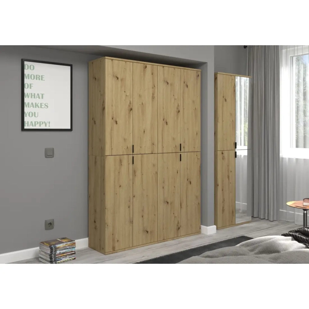 Armadio a 2 ante con specchio – Rovere chiaro – BODITE