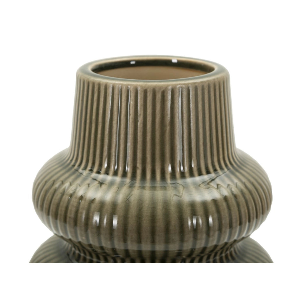 Vaso Decorativo VKH1047, Verde, Ceramica, 13x13x25 cm