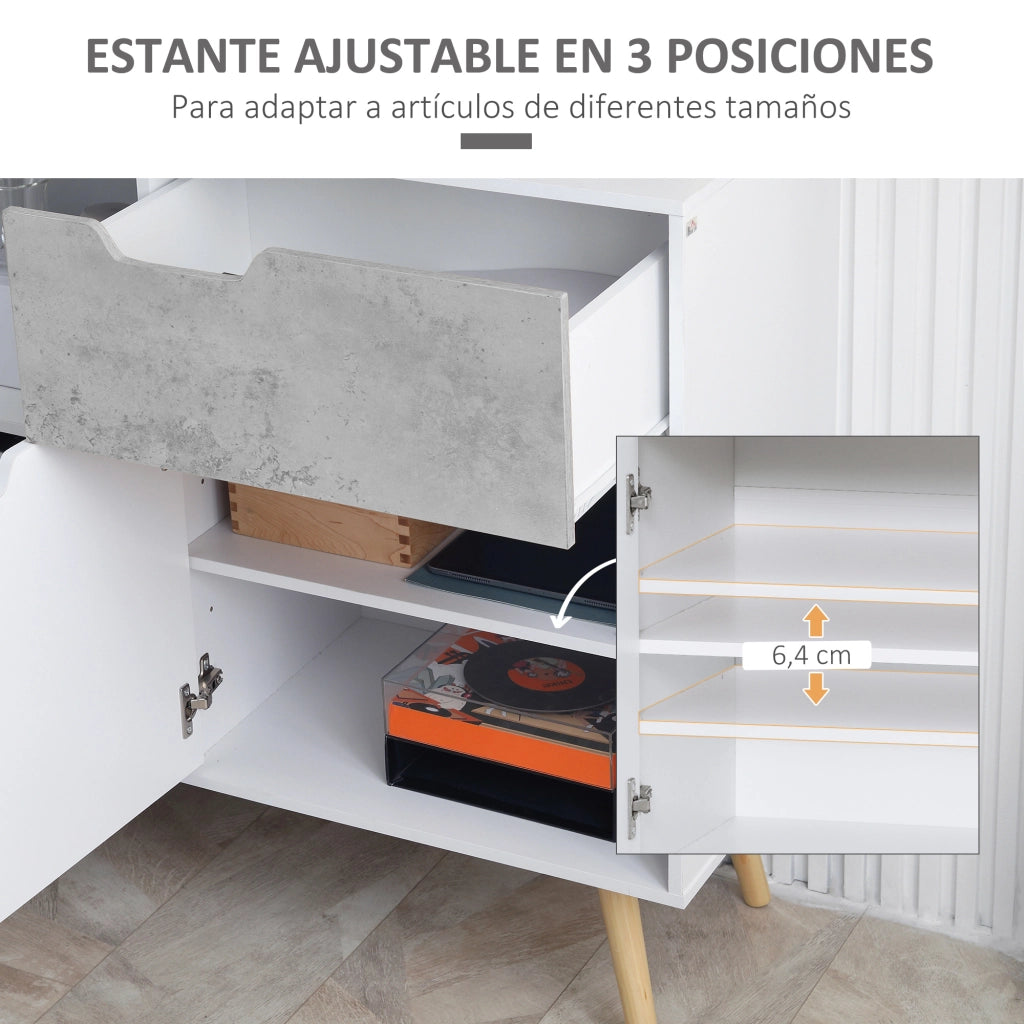 Mobile Cucina con 2 Ante e Cassetto ¨C Zephmum ¨C 98x39x81,5 cm Bianco Grigio