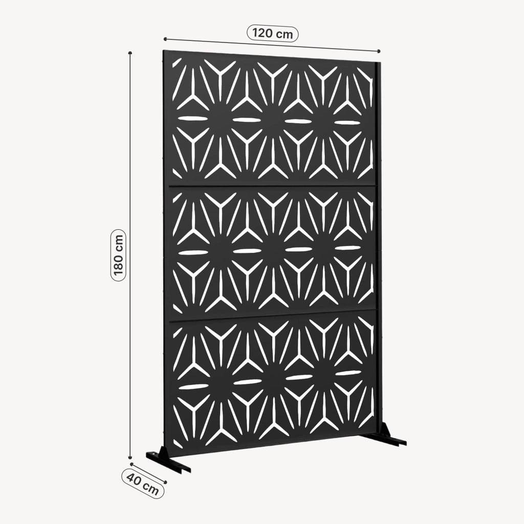 Pannello Divisorio Kilsturd in Acciaio Zincato con Motivo Decorativo 180x120 cm - Nero casa.pro