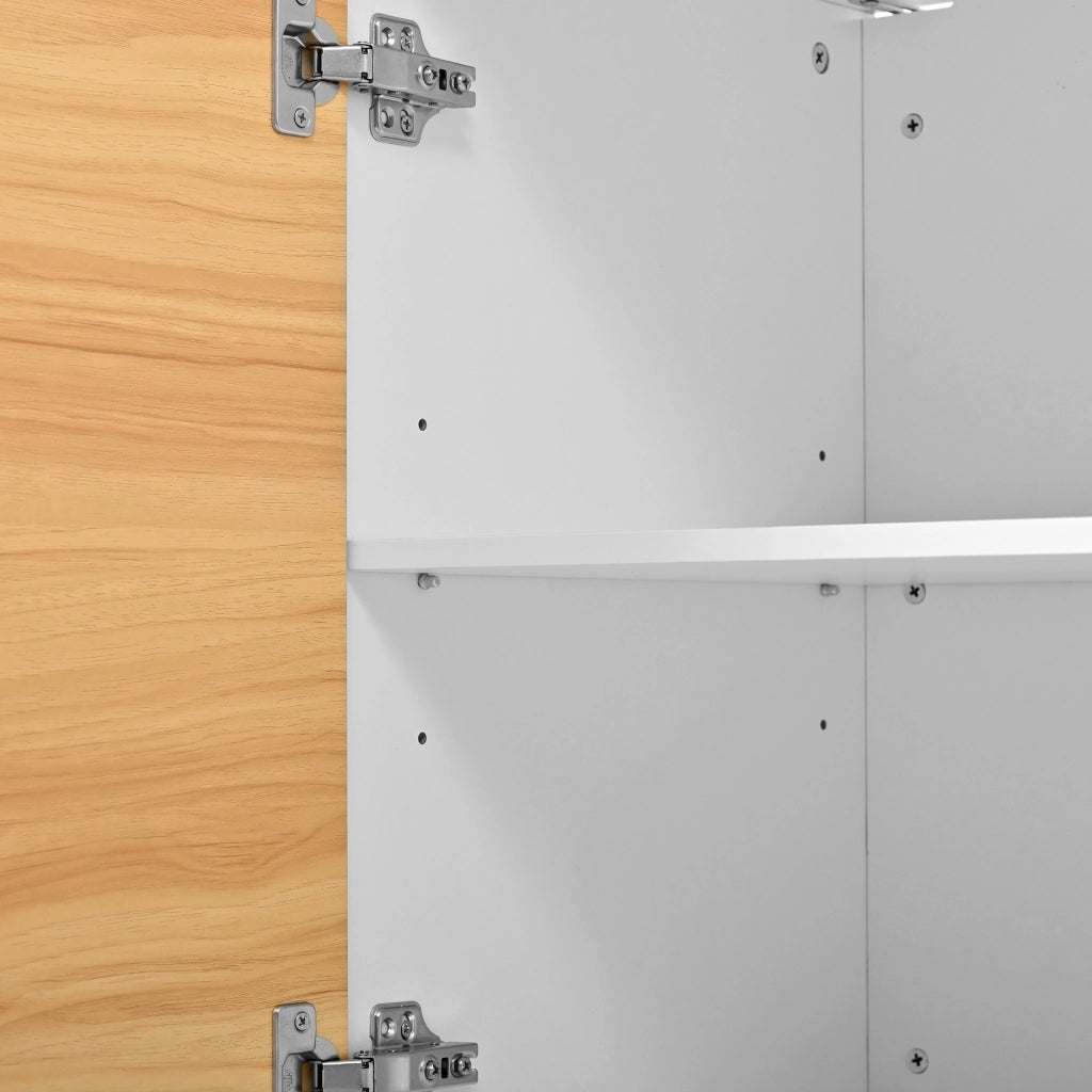 Credenza con 4 ante; 2 vani e ripiani regolabili - per soggiorno - in MDF e pannello truciolare - 160×40.5×72 cm - bianco e naturale