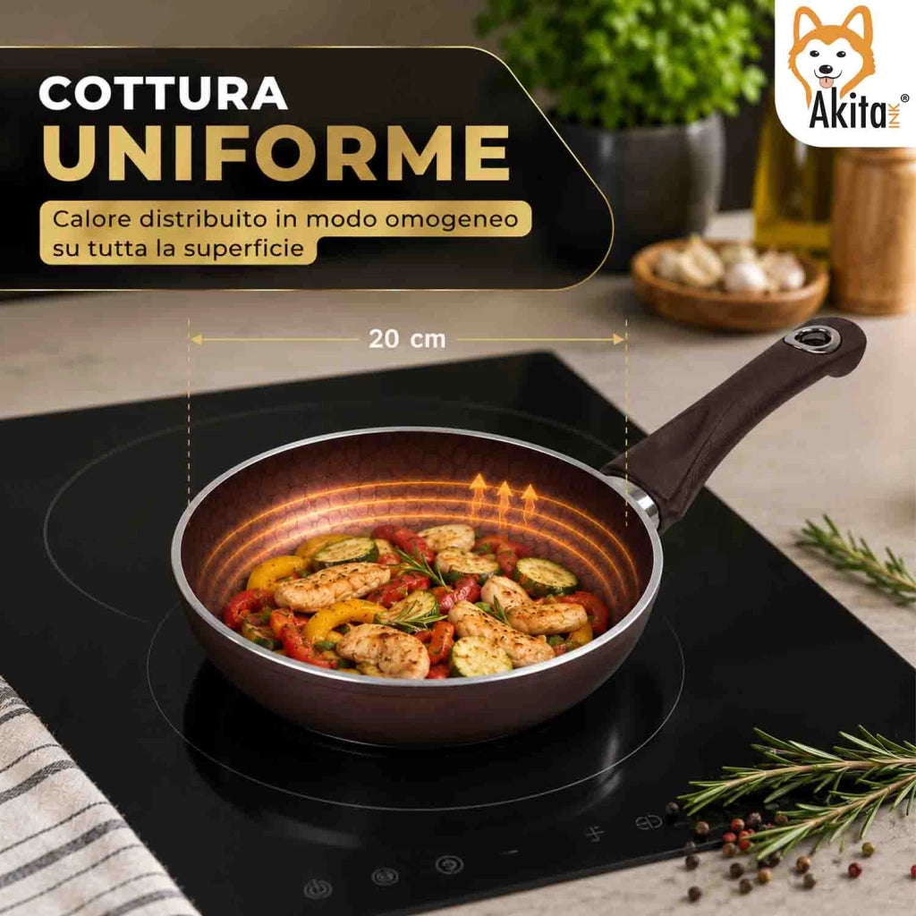 Akitaink Padella 20 cm Induzione Antiaderente Marrone