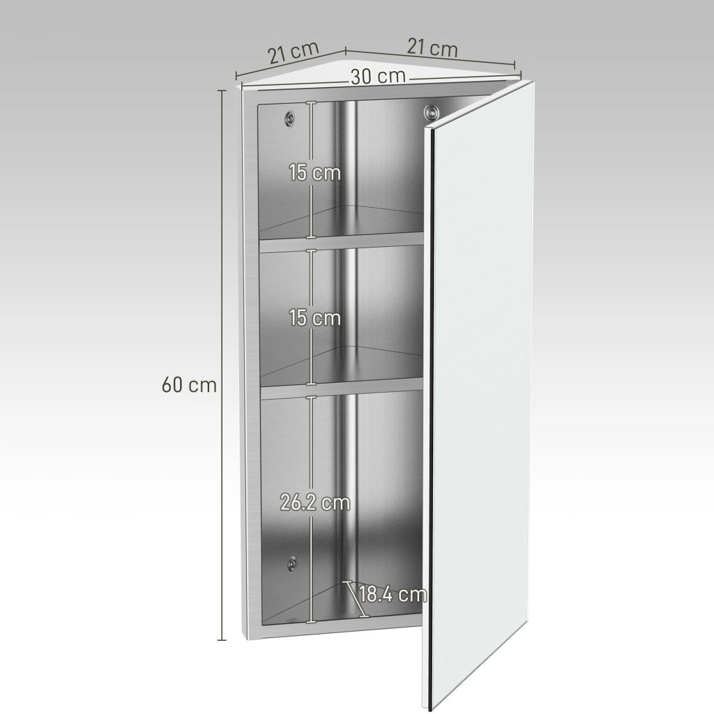 Armadietto Angolare Bagno con Specchio ¨C Minimal ¨C Bianco 60x30x18.4cm