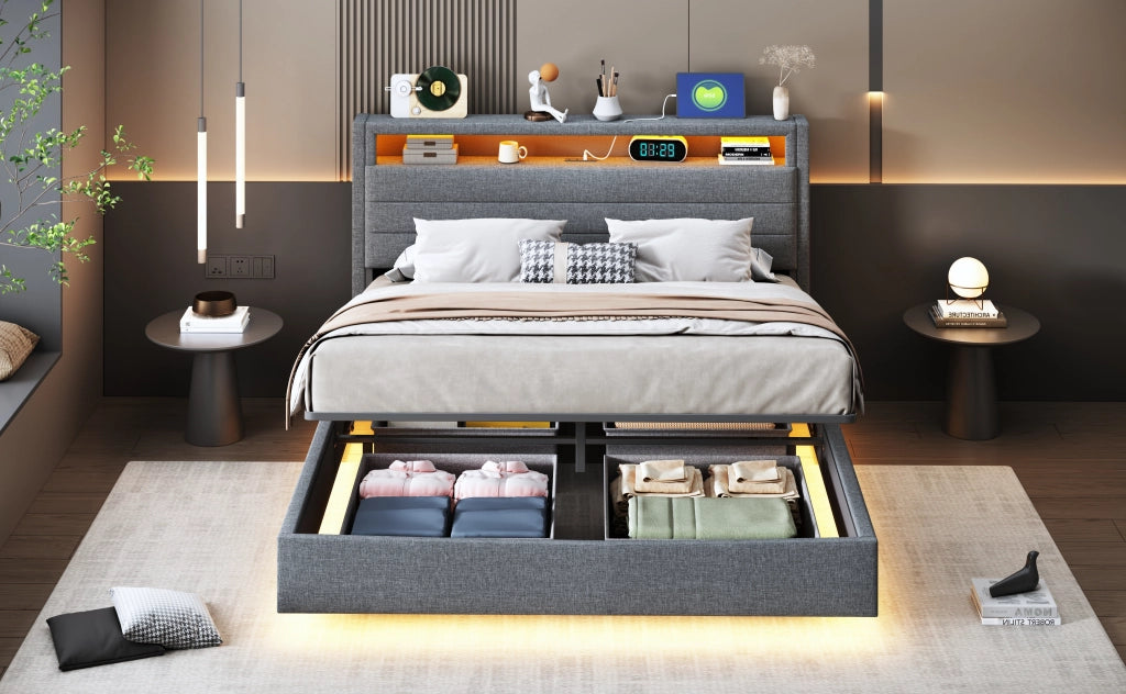 letto imbottito lino grigio 140 x 200 cm