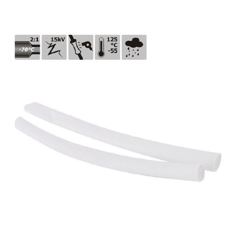 Trade Shop - Set 10pz Guaine Termorestringenti Termoretrattili Bianche 3x120mm Per Cavi 57067 -