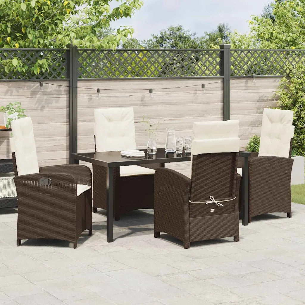 Set da Pranzo per Giardino con cuscino 5 pcs Marrone polyrattan 3380270