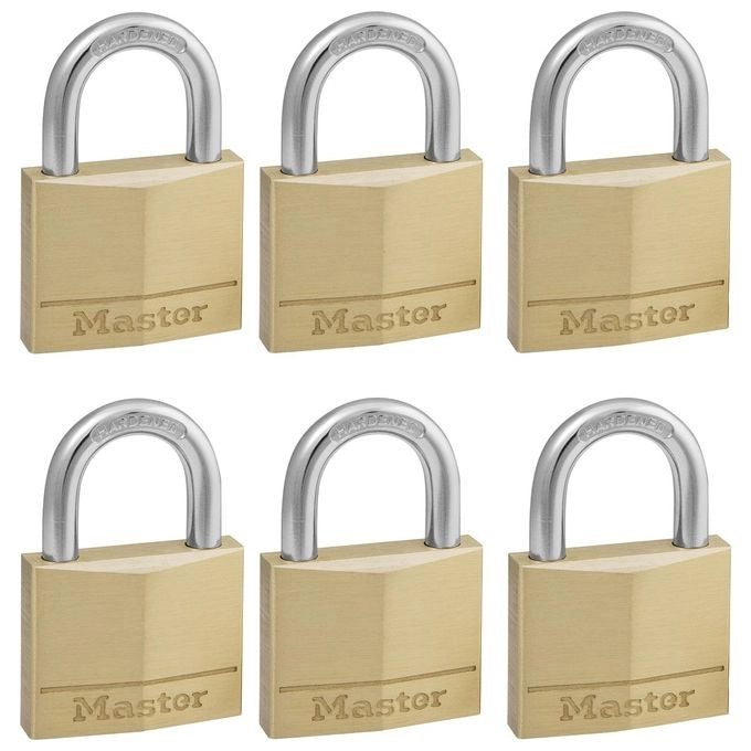 MASTER LOCK 140EURSIX Lucchetto in Ottone Massiccio 40 mm 4 Pin Chiave Stessa Chiusura 6 Pezzi colore Oro