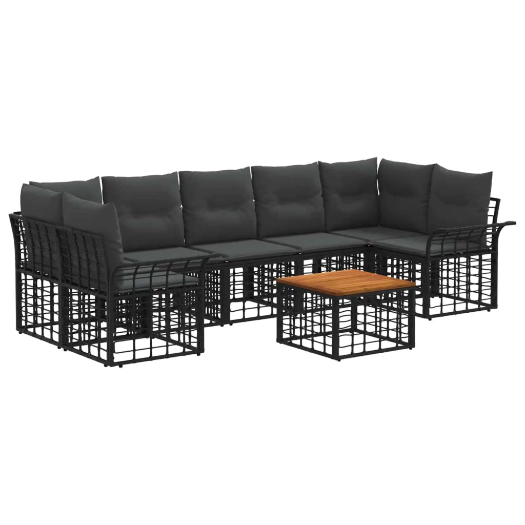 Set di divani da esterno 8 pz Nero e Grigio scuro polyrattan 3437649