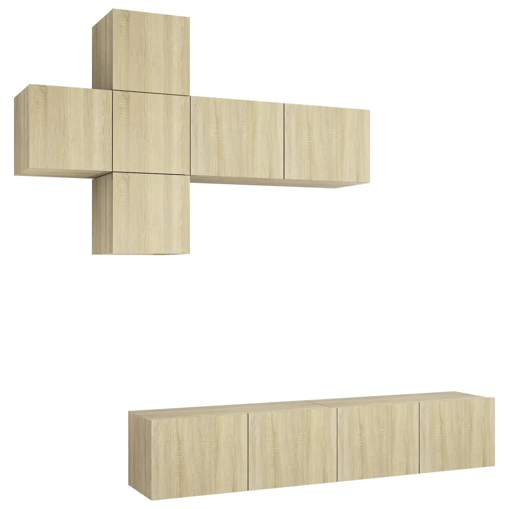Set di Mobili Porta TV 7 pz-Set di 7 Credenza per TV Rovere Sonoma in Legno Multistrato 494973