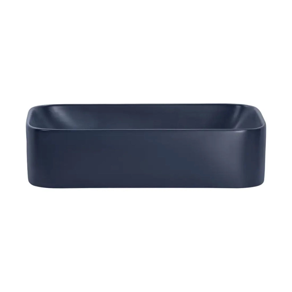 Lavabo rettangolare da appoggio 61x38 cm in blu navy lucido con piletta click clack