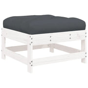 Poggiapiedi da Giardino con Cuscino Legno Massello Pino Bianco CFW7021149