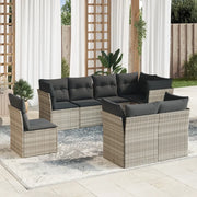 Set Divano da Giardino 8pz con Cuscini Grigio Chiaro Polyrattan