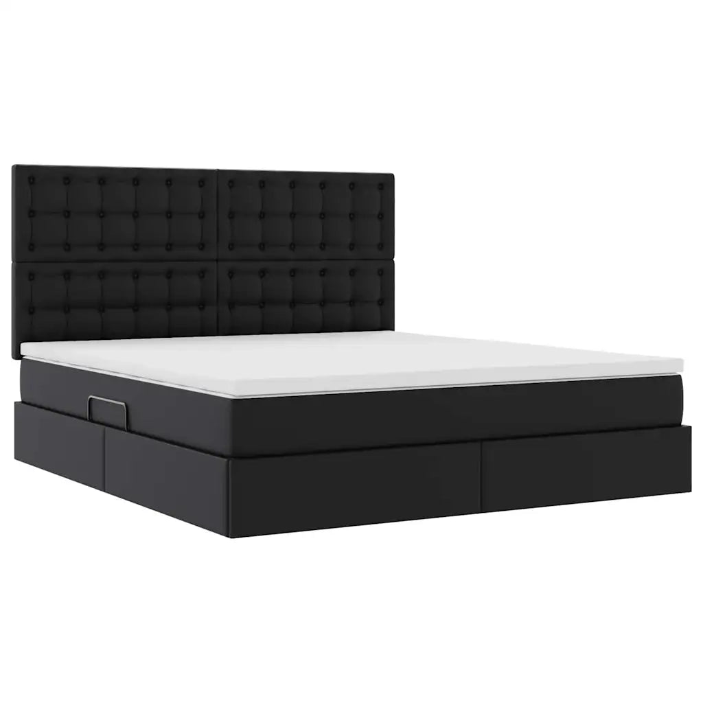 Letto con Contenitore Nero 180 x 200 cm Pelle Sintetica