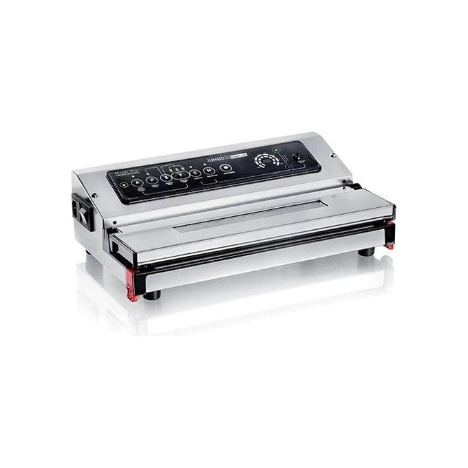 Magic vac 8321310005 Jumbo 30 Premium Macchina Sottovuoto Alimenti in Acciaio Inox con Doppia Pompa 28 litri-min Barra Saldante 30 cm colore Argento-Nero