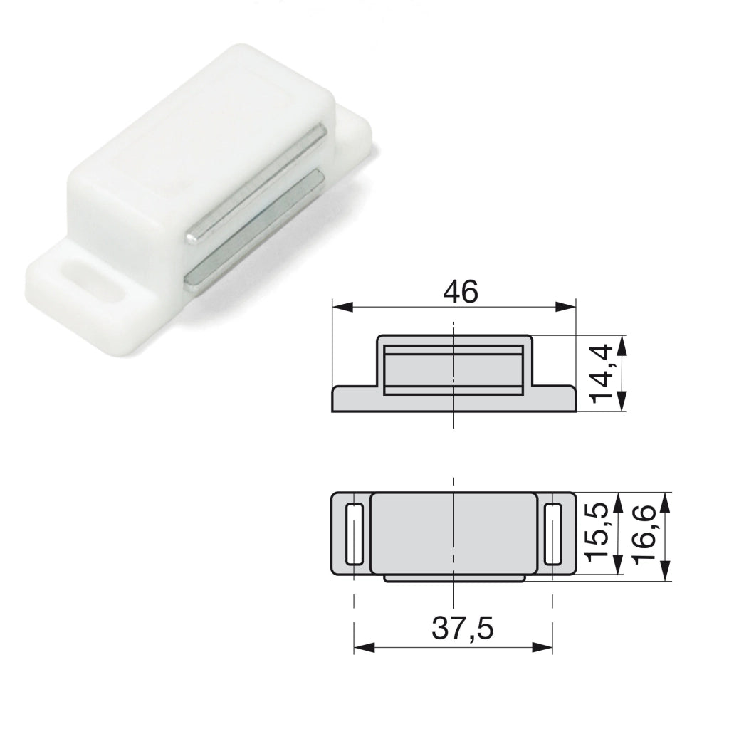 Emuca Chiusura magnetica per ante, Acciaio e Plastica, Bianco, 20 u.