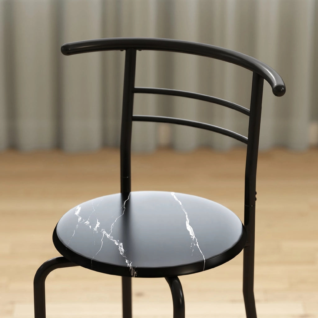 Set Tavolo Moderno con 2 Sedie per Sala da Pranzo Design Salvaspazioin MDF e Metallo Marrone e Nero