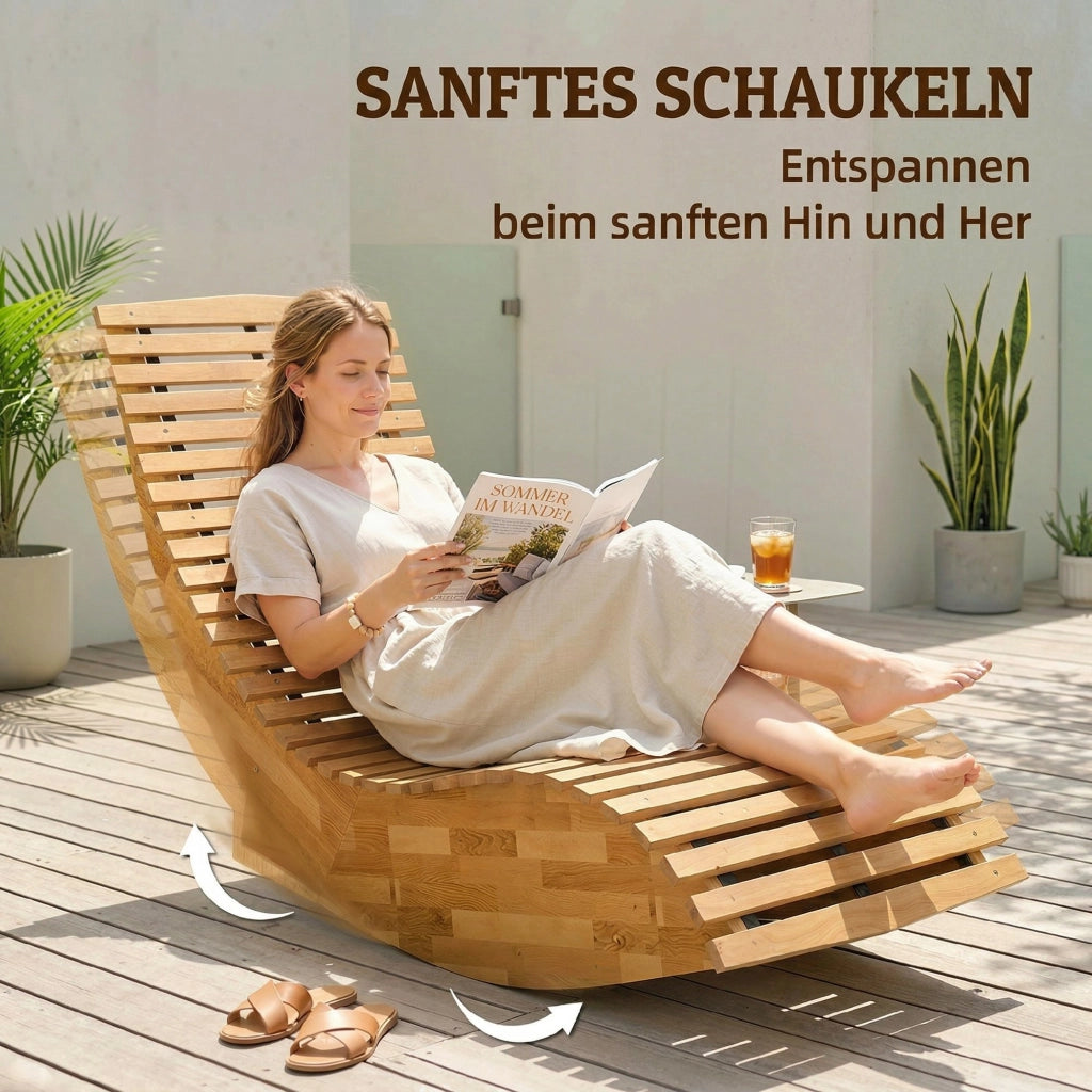 Lettino da giardino in legno di acacia pieghevole con design a doghe ergonomico ¨C zephmum ¨C 60x156x77 cm
