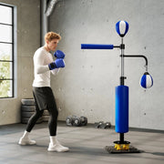 Box da allenamento con 2 speedball, asta girevole, altezza regolabile 140-205 cm, acciaio, blu