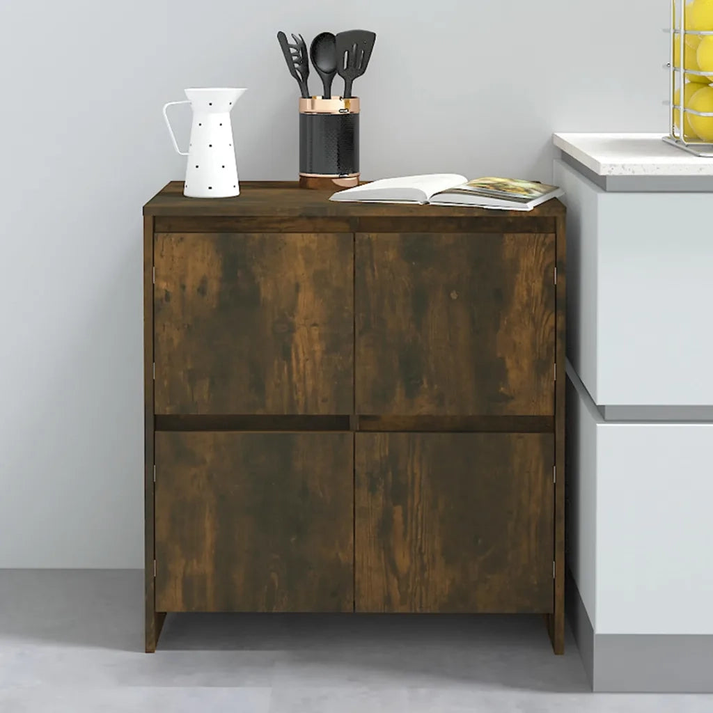 Credenze 2 pz | Madia | Buffet da pranzo | Armadio da pranzo Rovere Fumo 70x41x75 cm in Legno Multistrato