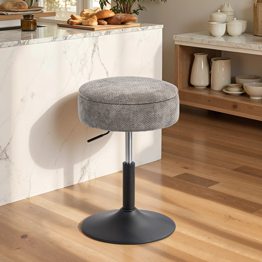 Sgabello da Bar Rotante con Altezza Regolabile e Rivestimento in Velluto Grigio ¨C zephmum ¨C Grigio