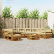 Set di divani da esterno con cuscino 10 pcs Naturale e Beige 3374158