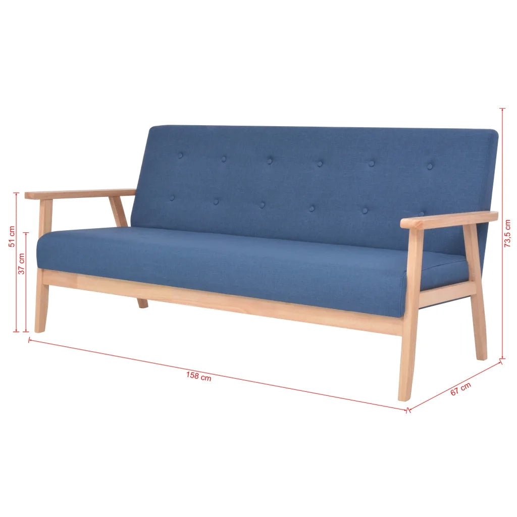 Divano a 3 Posti-Sofa 3 Posti in Tessuto Blu