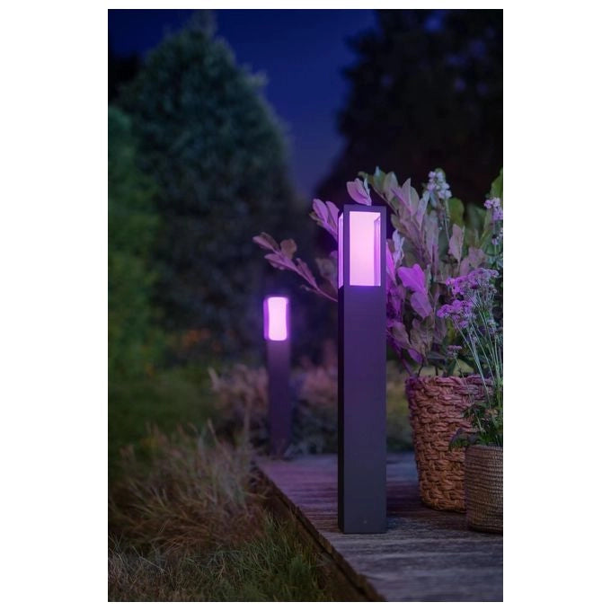Philips by Signify 17432-30-P7 Lampione da esterni Impress Illuminazione su base-asta intelligente LED dimmerabile 2x8 W 1200 lm Bluetooth Zigbee IP44 colore Nero