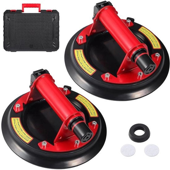 Set di 2 morsetti a vuoto 205 cm (204 cm) morsetti a vuoto per piastrelle di vetro, piastrelle di granito, piastrelle di acciaio, carico di sicurezza di 100 kg (upgrade manico metallico rosso)