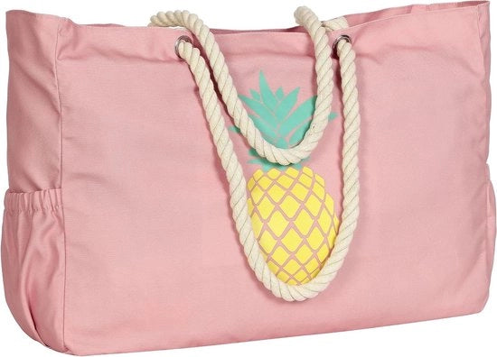 Tas da Bagno Grande con Disegno di Ananas - Grande con Tasca per Telefono, Apri bottiglie e Chiave, Chiusura a Cordone - Donna - Estate Impermeabile