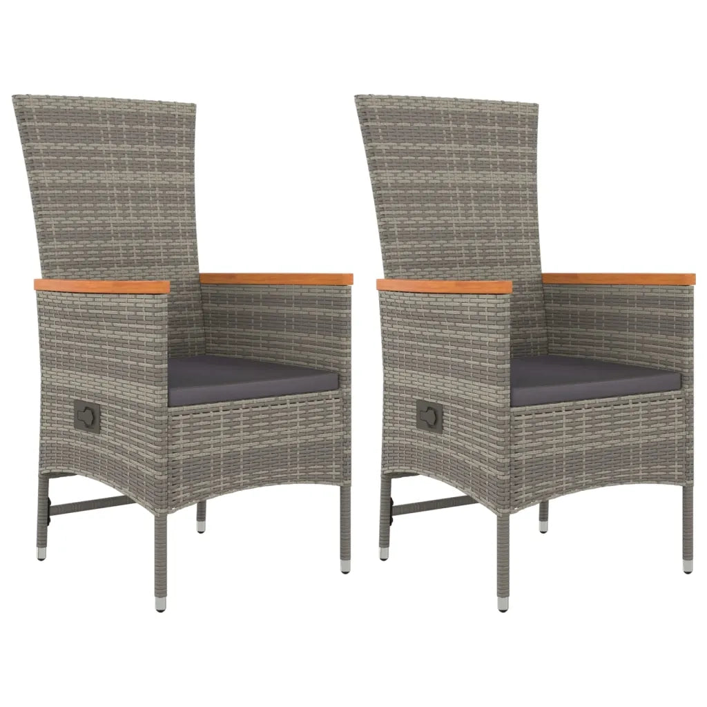Set da Pranzo da Giardino 3 pz con Cuscini in Polyrattan Grigio 3157546