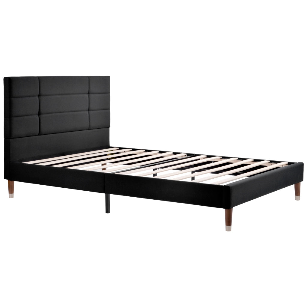 Letto matrimoniale contenitore 140×200 cm con testiera e rete; materasso incluso; legno; nero