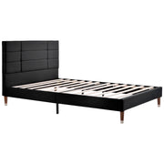 Letto matrimoniale contenitore 140×200 cm con testiera e rete; materasso incluso; legno; nero