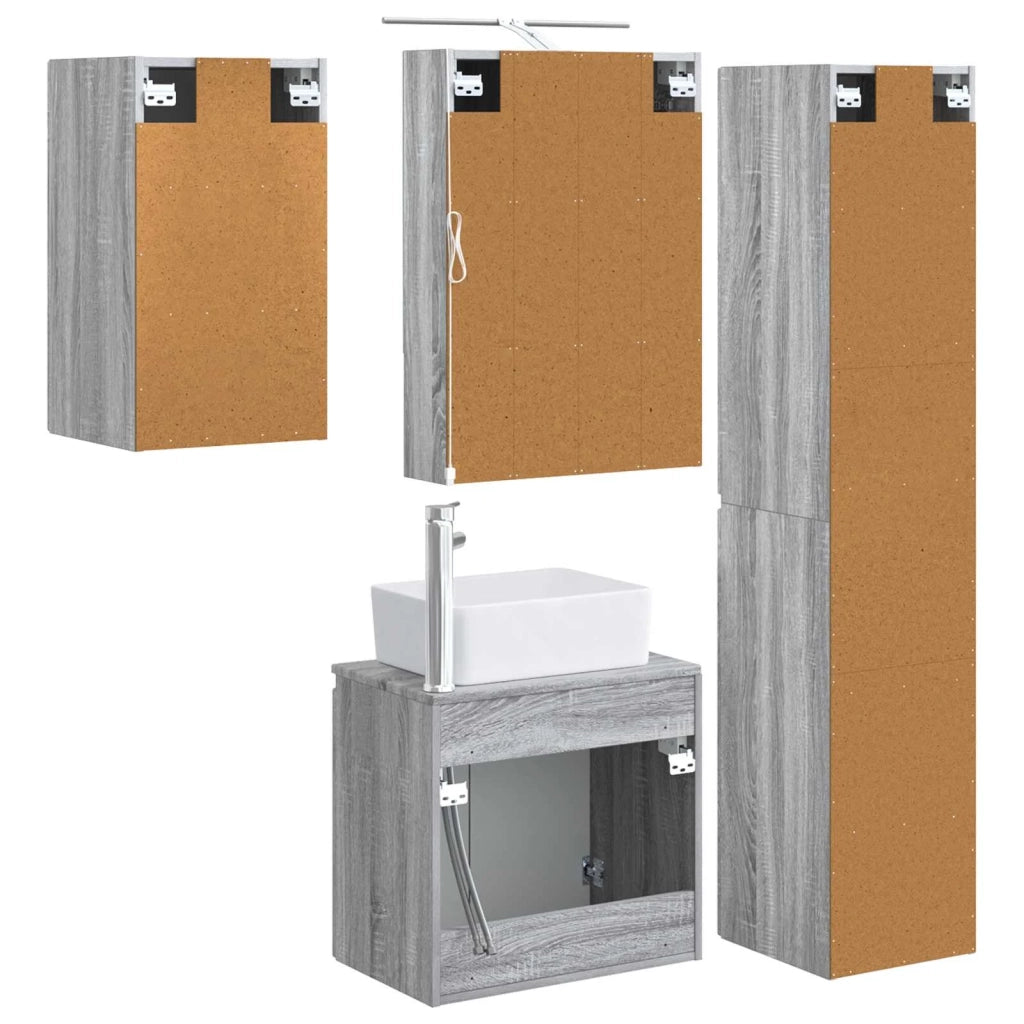 Set di Armadi da Bagno 5 pcs Sonoma grigio 50 x 14,5 x 70 cm 3407324