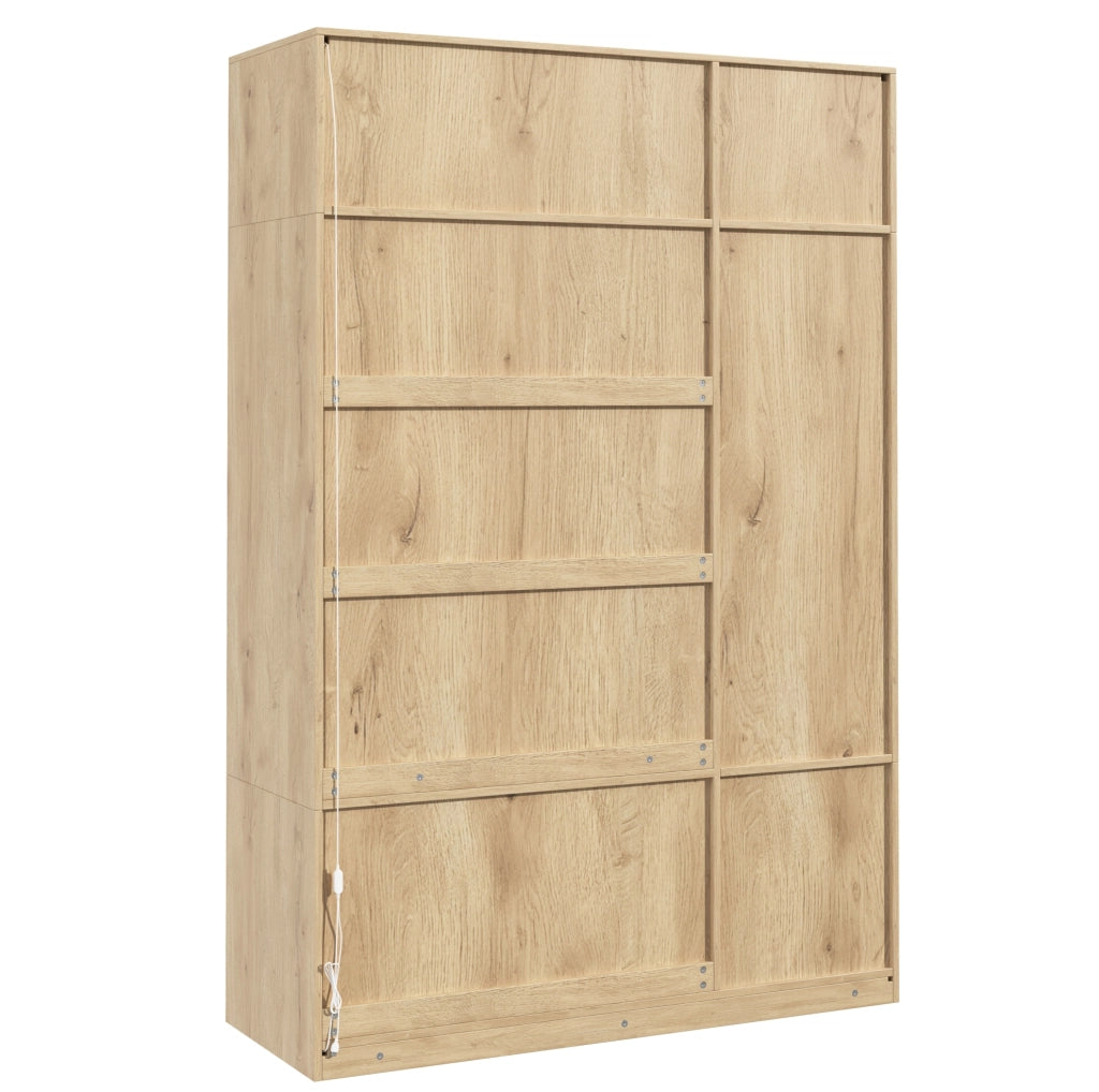 Armadio a 3 ante con specchio; LED; 4 cassetti e 135 x 47 x 200 cm in MDF