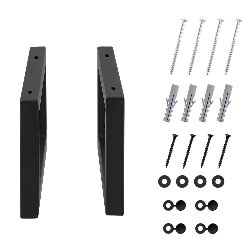 Set 2 staffe da parete fai da te in acciaio 40 x 20 cm nero opaco 03_0008097