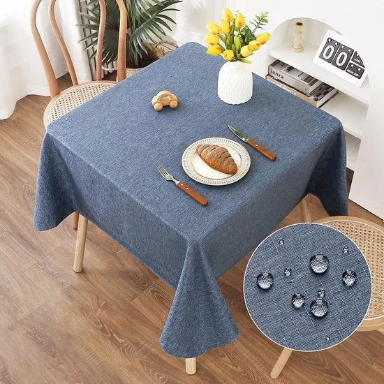 Tavolino in Lino, Tavolino da Cucina 120x120cm con Effetto Lotus, Tavolino in Poliestere Acqua-Resistente, Tavolino Krasbestendig per Salotto, Cucina, Terrazza, Giardino