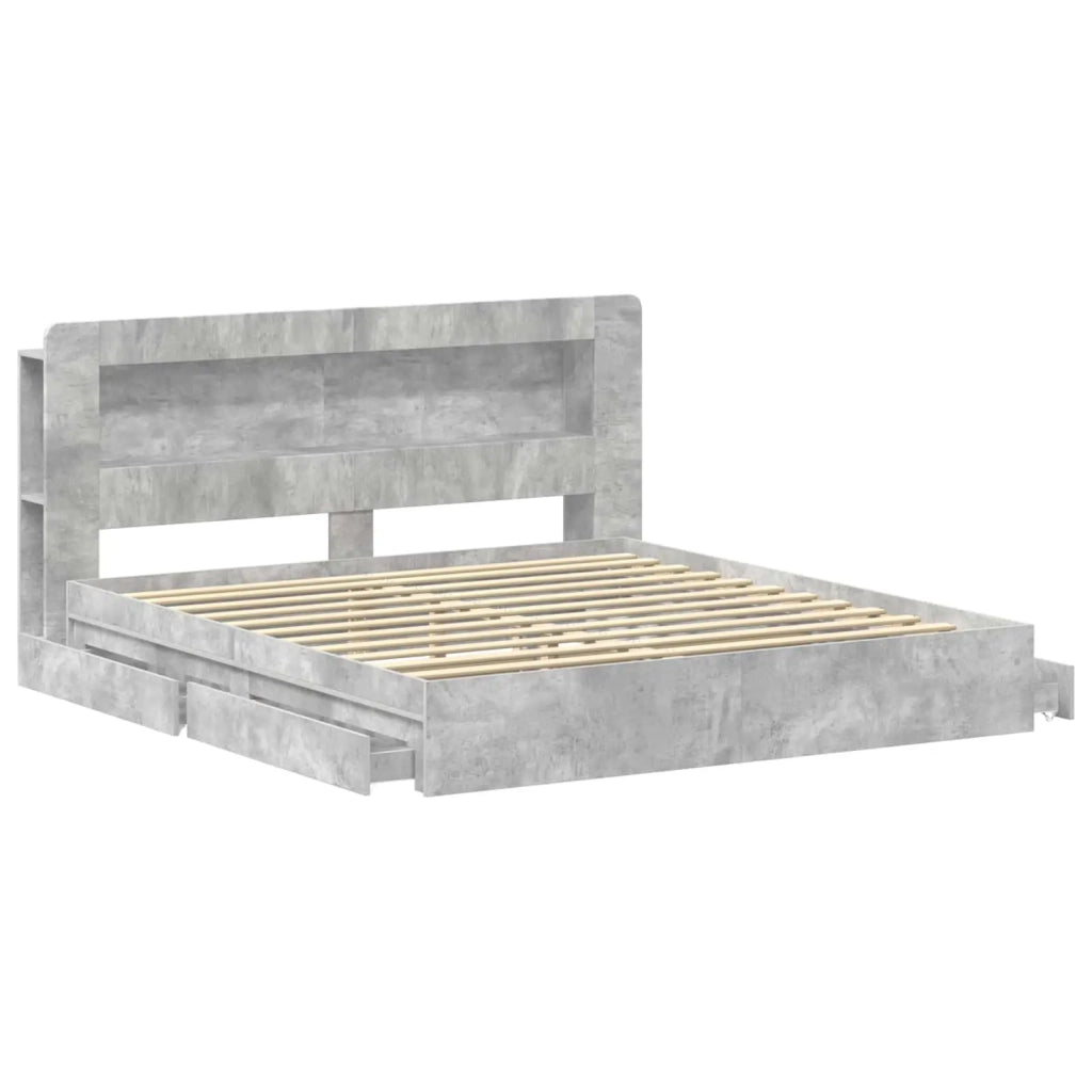 Letto matrimoniale | Letto per adulti | Telaio del letto con storage Grigio Cemento 200 x 200 cm