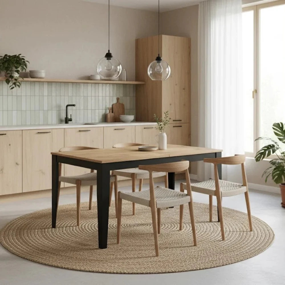 Tavolo da pranzo allungabile effetto rovere naturale naturale Moon 130-290x80 cm fino a 12 posti Made in Italy | Duzzle