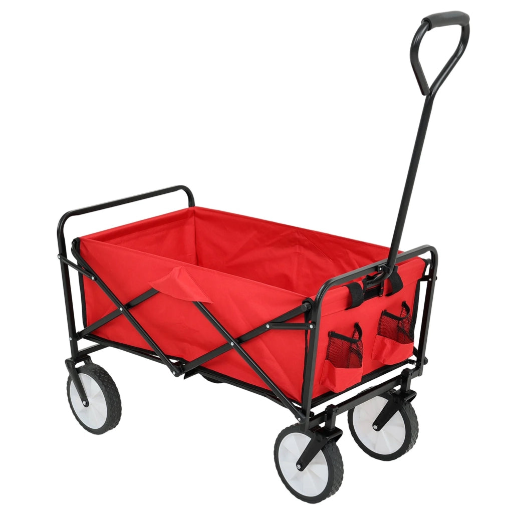 Carrello da Spiaggia Pieghevole TYRS con Ruote in Plastica, Portata Massima 120 kg, Colore Rosso