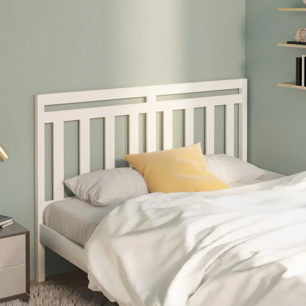 Testiera | Testata per Letto Bianca 146x4x100cm in Legno Massello di Pino
