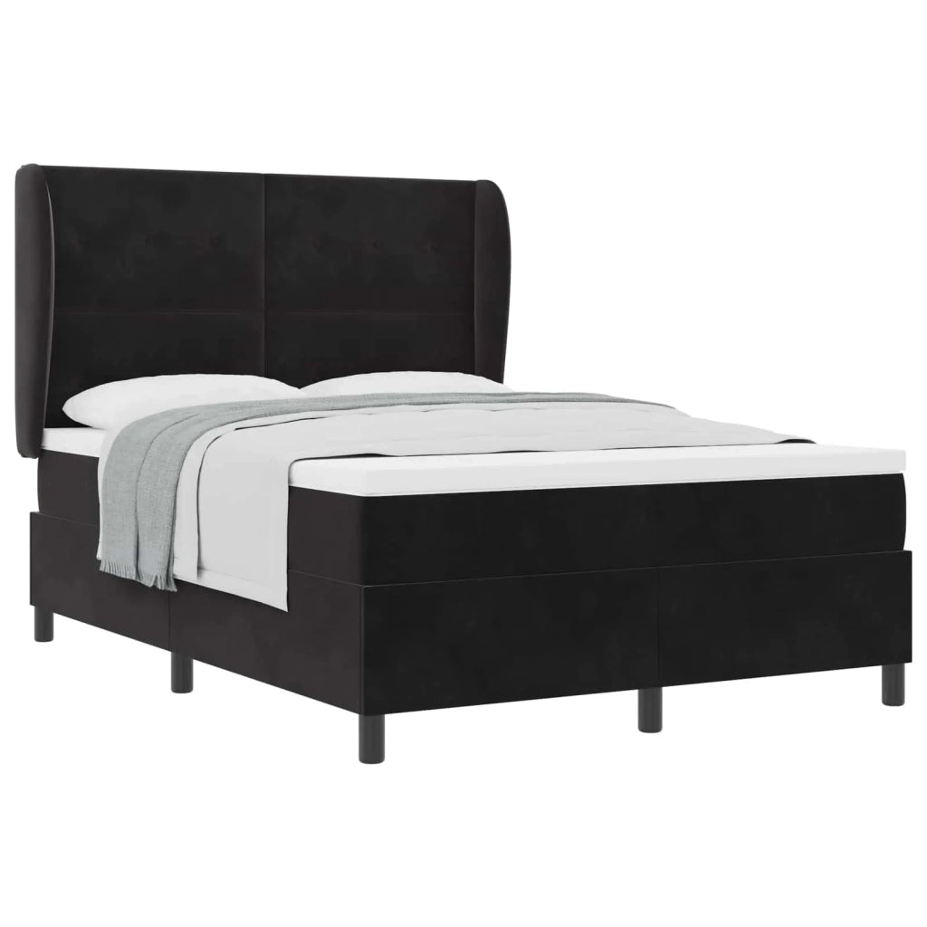 Letto a molle con materasso Nero 190 x 140 cm Velluto 3340924
