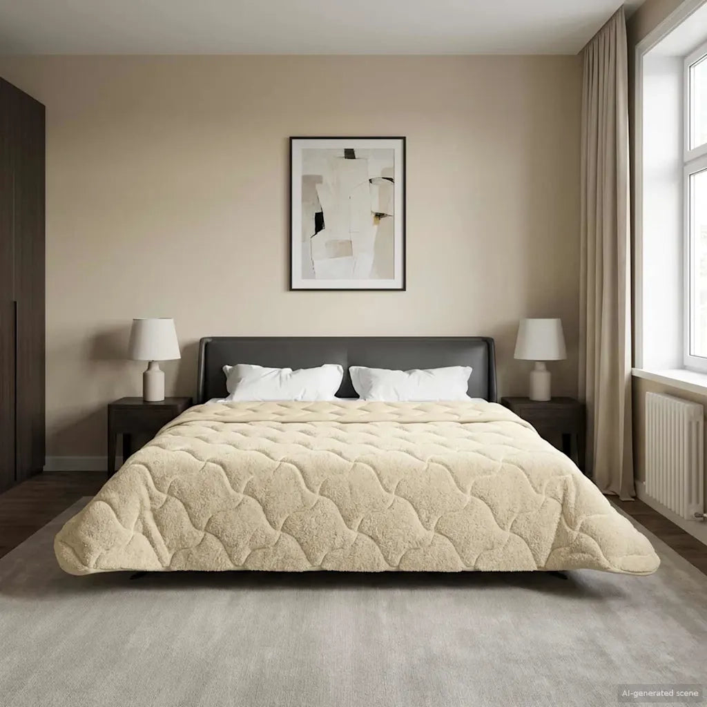 Piumone | Duvet Estivo Crema 200 x 200 cm Microfibra e Fleece Teddy