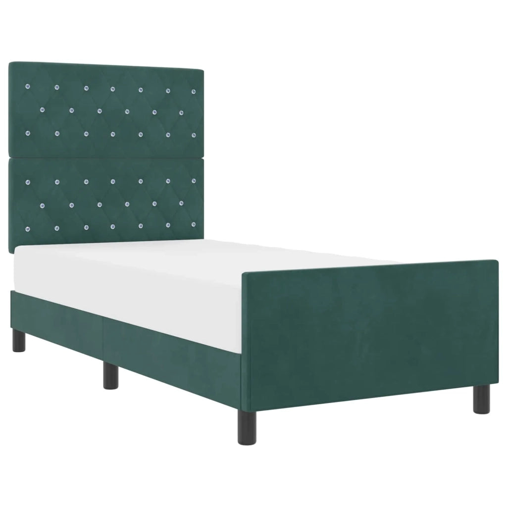 Letto a molle con testiera Verde Scuro 90 x 200 cm Velluto 3344852