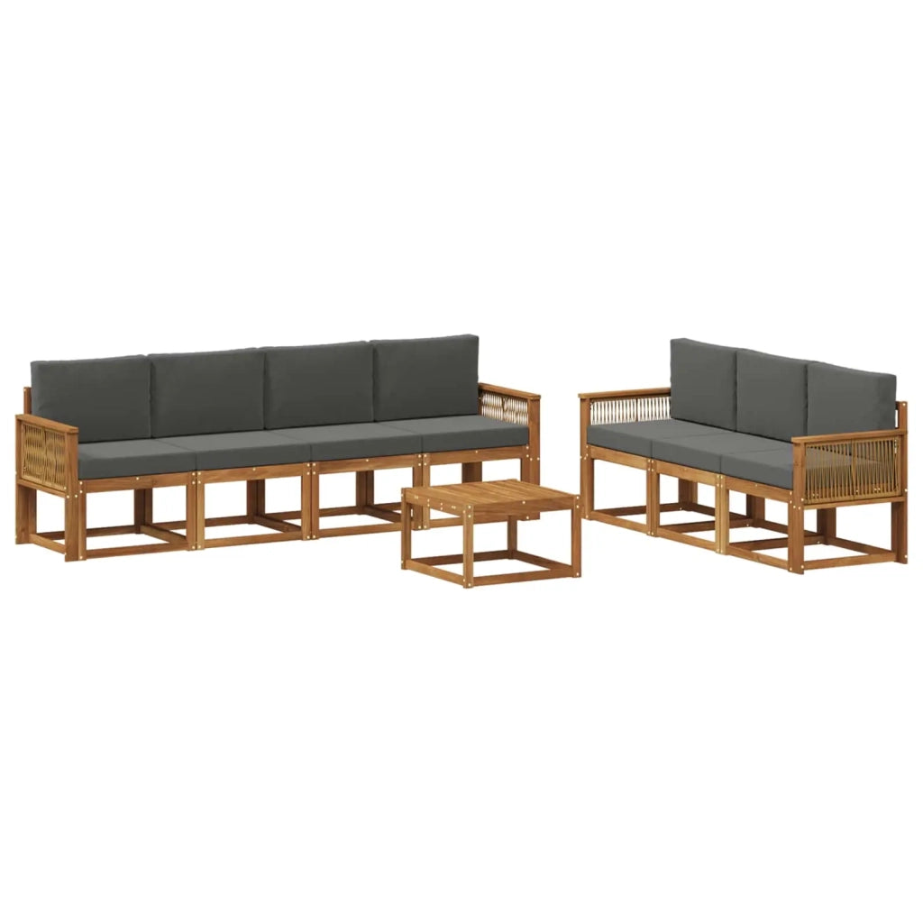Set di divani da esterno 8 pcs Naturale e Antracite Poliestere 3385058