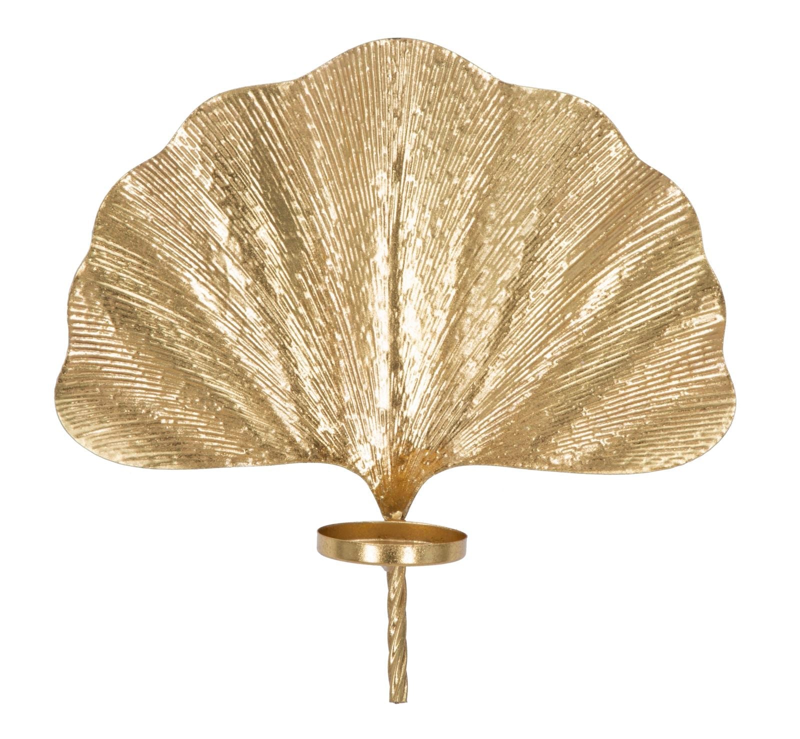 Portacandele da Muro Glam Leaf 41x11,5x40 cm in Ferro Oro