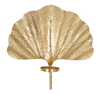 Portacandele da Muro Glam Leaf 41x11,5x40 cm in Ferro Oro