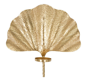 Portacandele da Muro Glam Leaf 41x11,5x40 cm in Ferro Oro