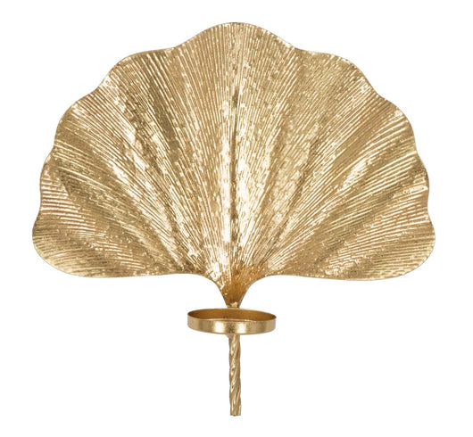 Portacandele da Muro Glam Leaf 41x11,5x40 cm in Ferro Oro