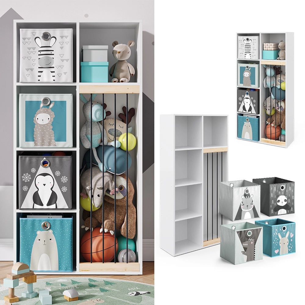 Vicco Libreria bambini Bianco 72 x 143 cm con 4 scatole pieghevoli opt.2